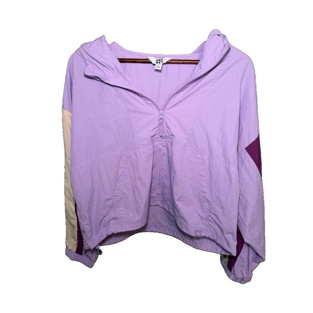 Joy Lab Women's Lavender Colorblock Half Zip Hooded Anorak Windbreaker Size L